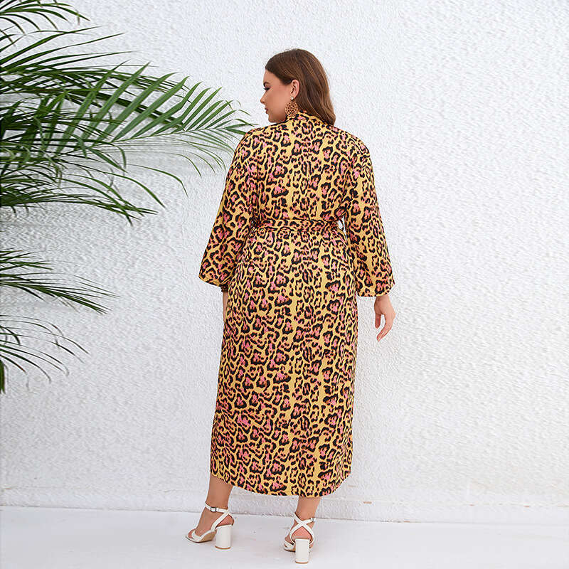 Longfeng Forging Large Sunscreen Shawl Sleeping Robe Home Clothes Vacation Jacket 200kg Can Wear Leopard Pattern Extended Top