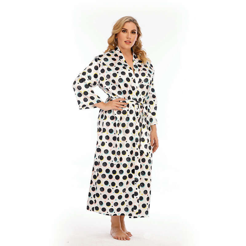 Japanese style pama color living room imitation silk dots large size chubby mm womens home clothing can be worn externally