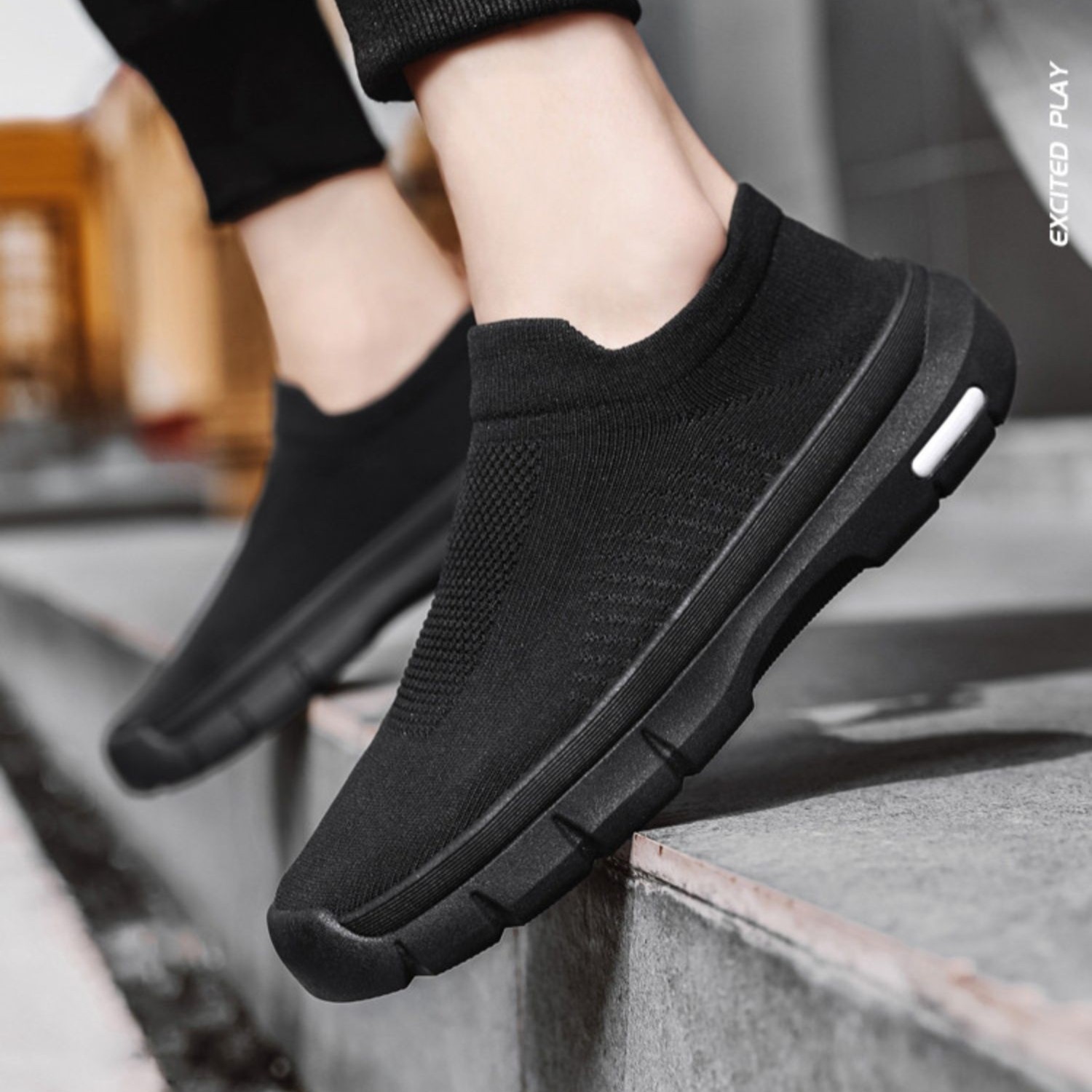 Casual for Men Solid Color Black Grey Green Non-Slip Loafer Tennis Outdoor Walking Shoes GAI af4d