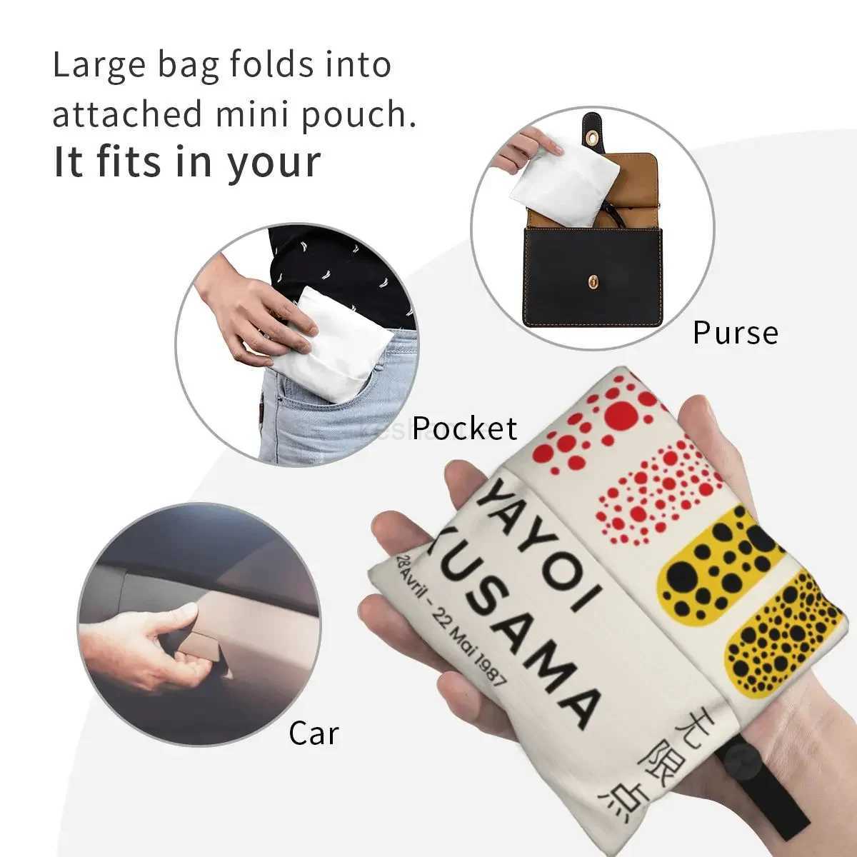 Yayoi Kusama Abstract Art Groceries Shopping Bag Custom Shopper Tote Shoulder Bag Big Capacity Portable HandbagXJ240727