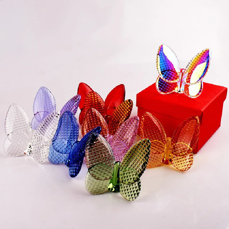 Glass Crystal Lucky Butterfly Vibrantly With Bright Color Ornaments Home Decor Butterfly Ornament Decoration Craft Ornament 240717