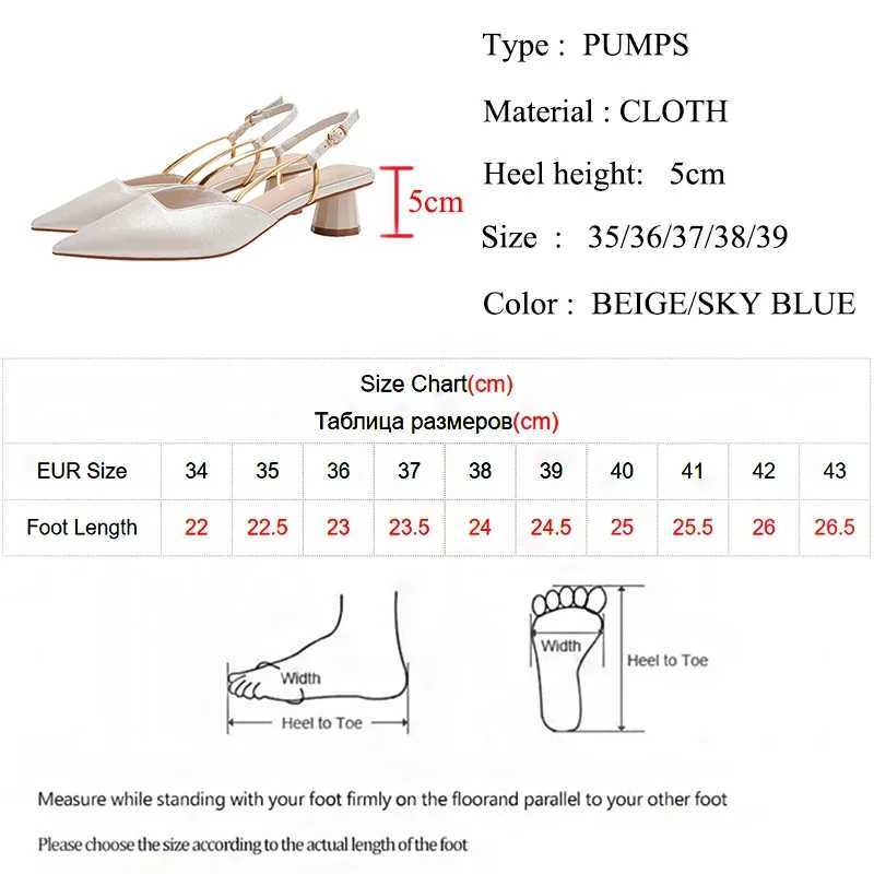High Quality Summer Pointed Sole Silk Pump Womens Strap Buckle Thick Sole Sandals Womens Shallow Mouth Party Shoes T241024