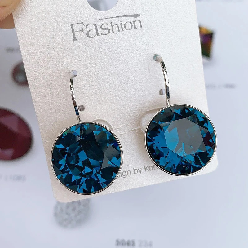 IDESTINY 11.11 White Bella Crystal Dangle Earrings For Women Crystal From Austria Fashion Round Earrings Wedding Bijoux Gift 240718