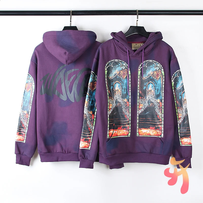 American WDW Hoodie Street Retro Purple Distressed Mud Dyed WHO DECIDES WAR Sweatshirts Casual 2XL Fleece Men Women Hoody 240717