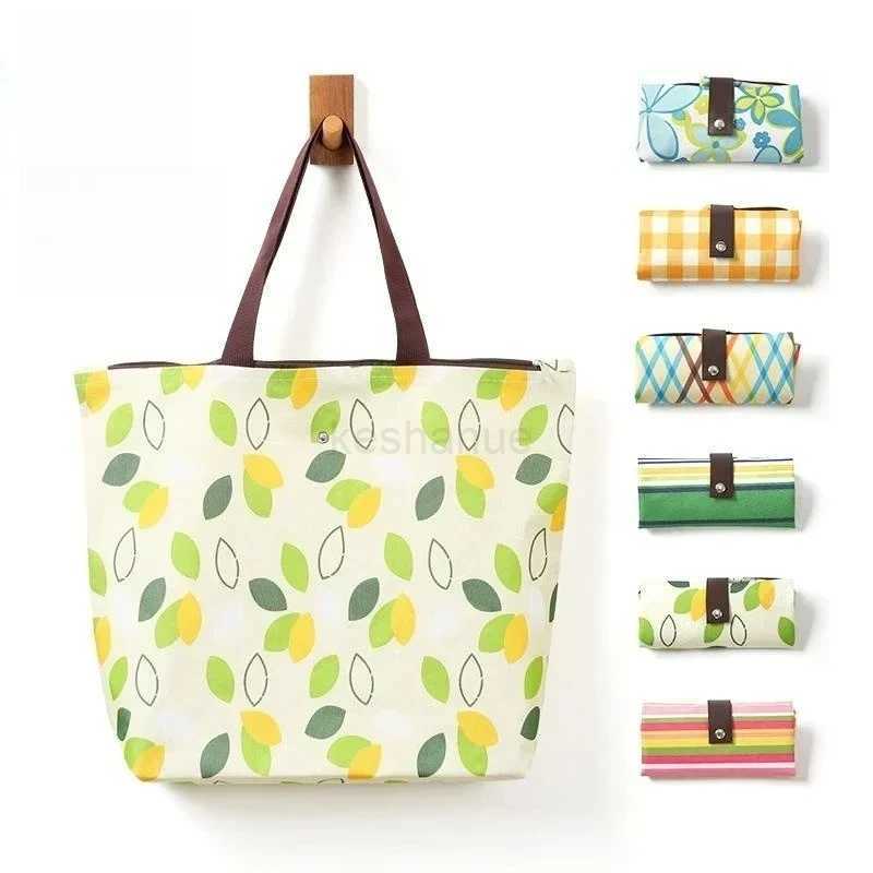 Portable Waterproof Oxford Foldable Reusable Shopping Supermarket Storage Bag Travel Beach Bag Hand-Carrying Fabric BagXJ240727