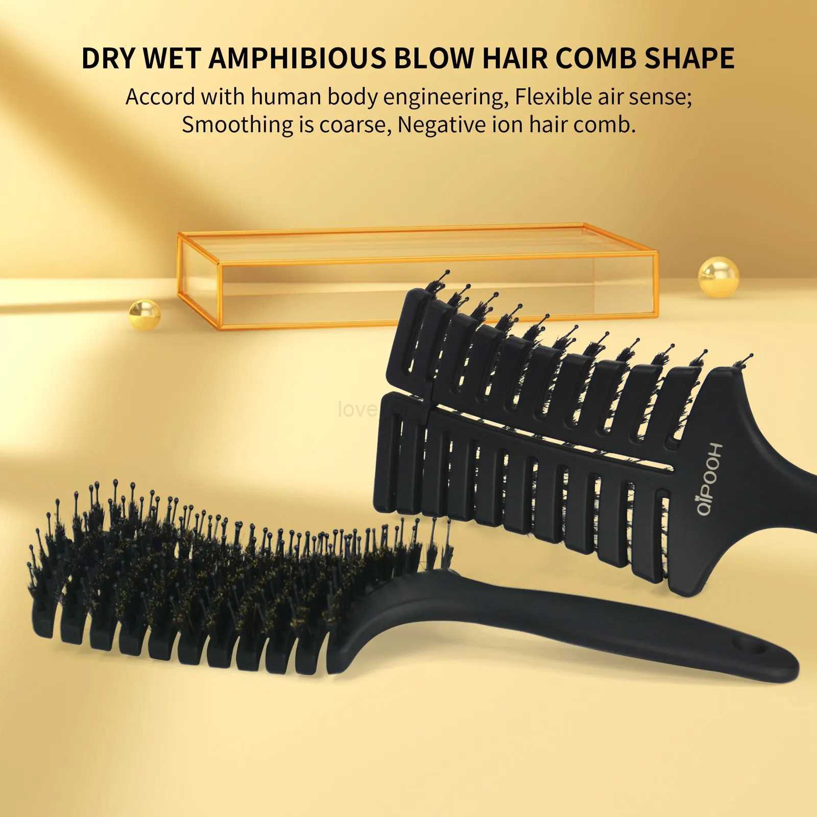 Qipooh Curved Vented Hair Brush Scalp Massage Comb Women Wet Curly Detangle Hair Brush for Salon Hairdressing Styling ToolsM240727