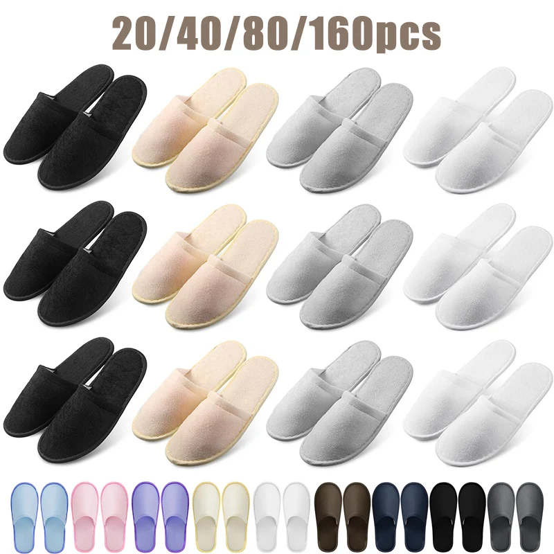 20-160 Pairs Disposable Slippers Hotel Spa Slippers for Men Woman Wholesale Wedding Guest Slippers Home Wedding Party Favors