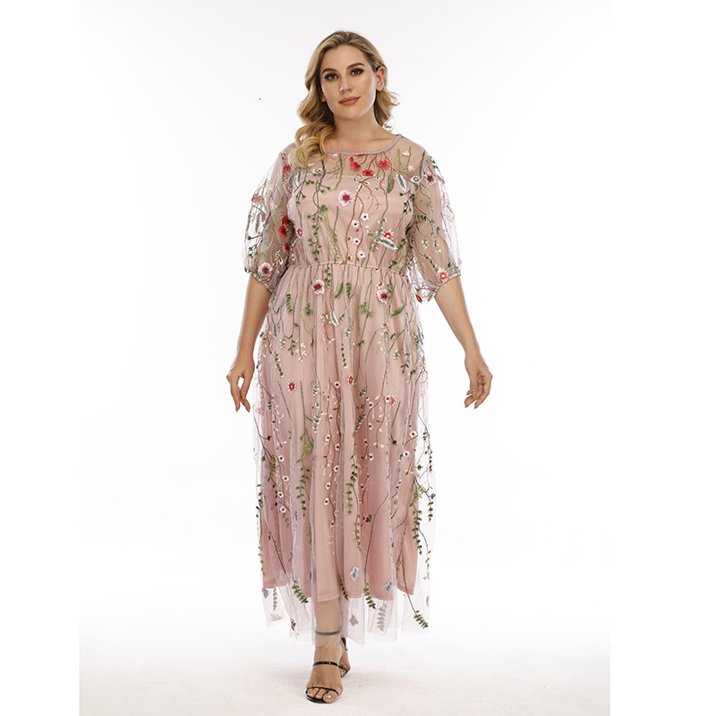 Hot selling French Hepburn style oversized evening dress, women's mesh embroidered banquet party long dressF727#88 50688f