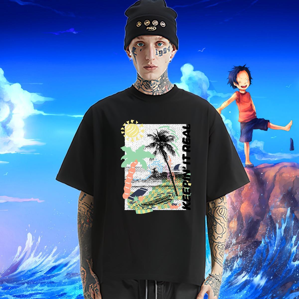 2024 New T Shirt For Man beach Wear 230g 100% Cotton Sport Comfortable Custom Big Size Round Neck Short Sleeve Men Tees