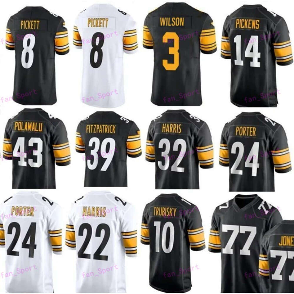 1 Justin Fields Russell Wilson Football Jerseys Joey Porter George Pickens TJ Watt Jaylen Warren Bettis Najee Harris Pat Freiermuth Patrick QueenTroy Polamalu