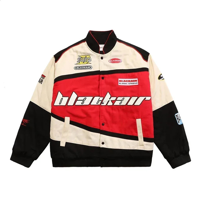 Men Racer Jacket Patchwork Vintage Outerwear Hip Hop Y2k Fashion Motorcycle Coat Zipper Pilot Jacket Streetwear Jackets Male 240722