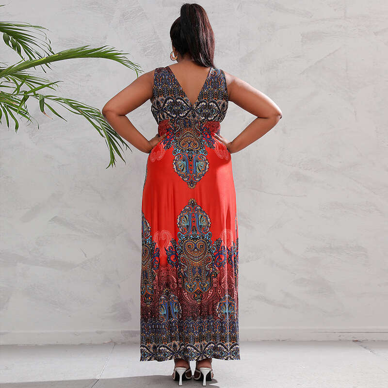 Business Affairs Hot Selling Bohemian Pellis Oversized Dress Ethnic Style Seaside Beach Vacation Dress Fishtail Dress Sexy Dress Temperament Short Den