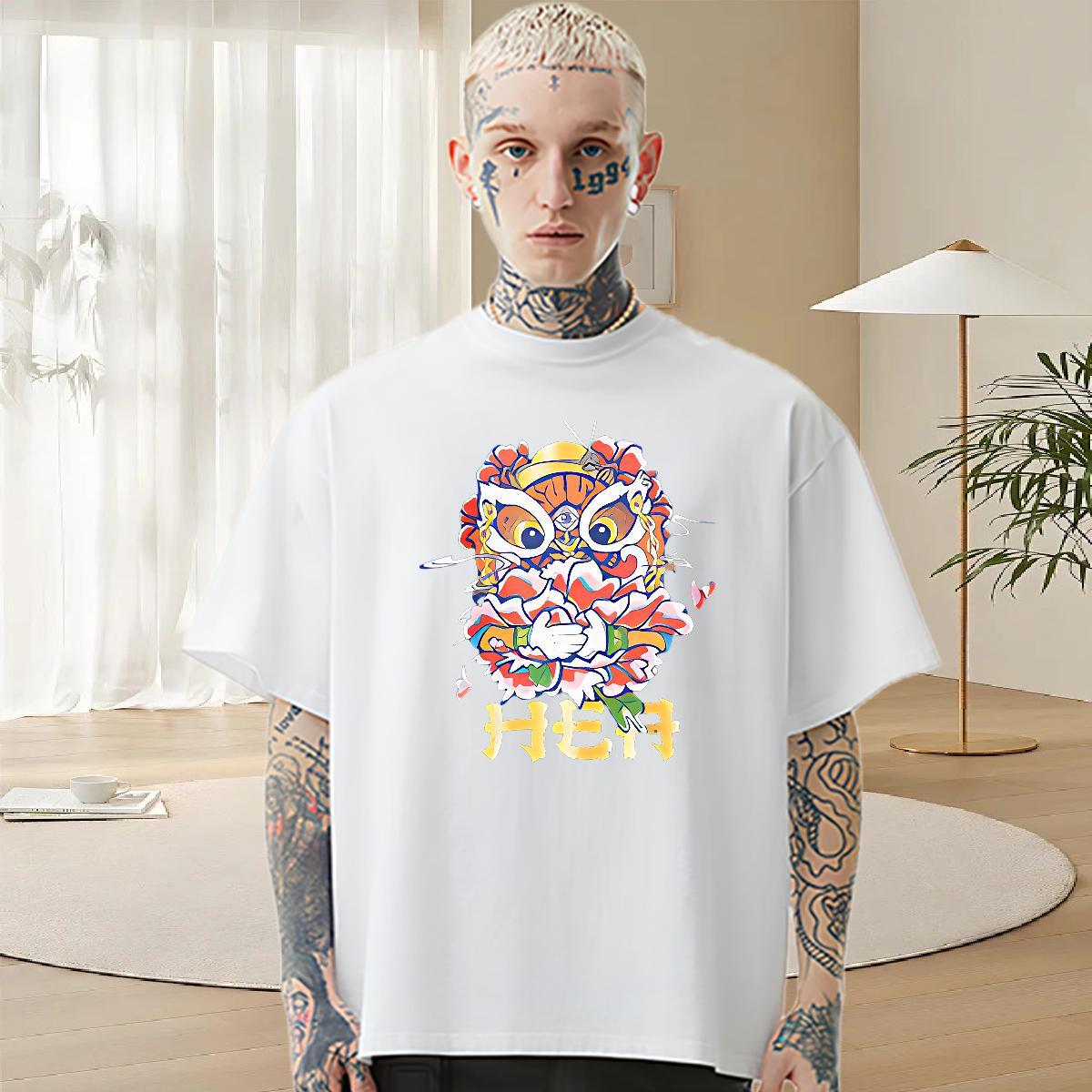 Fashion Casual Mens T Shirts Tshirts 230g Cotton Spring Summer Cool Oversized 4XL Crew Neck Men Tshirts