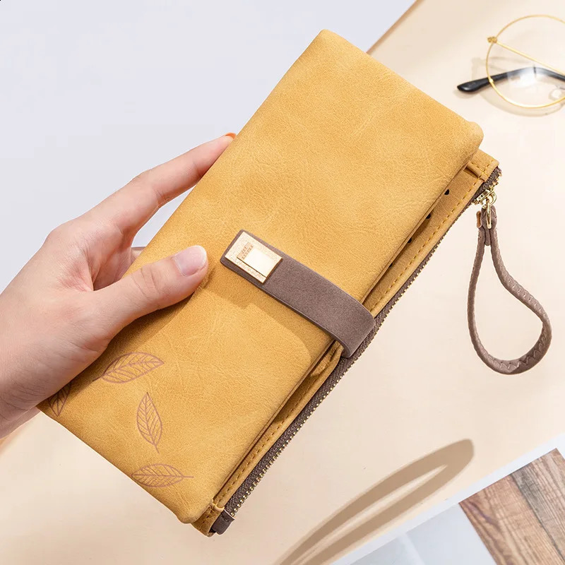 Wristband Long Clutch Wallet Women Soft Leather Card Holder Zipper Cell Phone Pocket Large Capacity Purse Carteras 240727