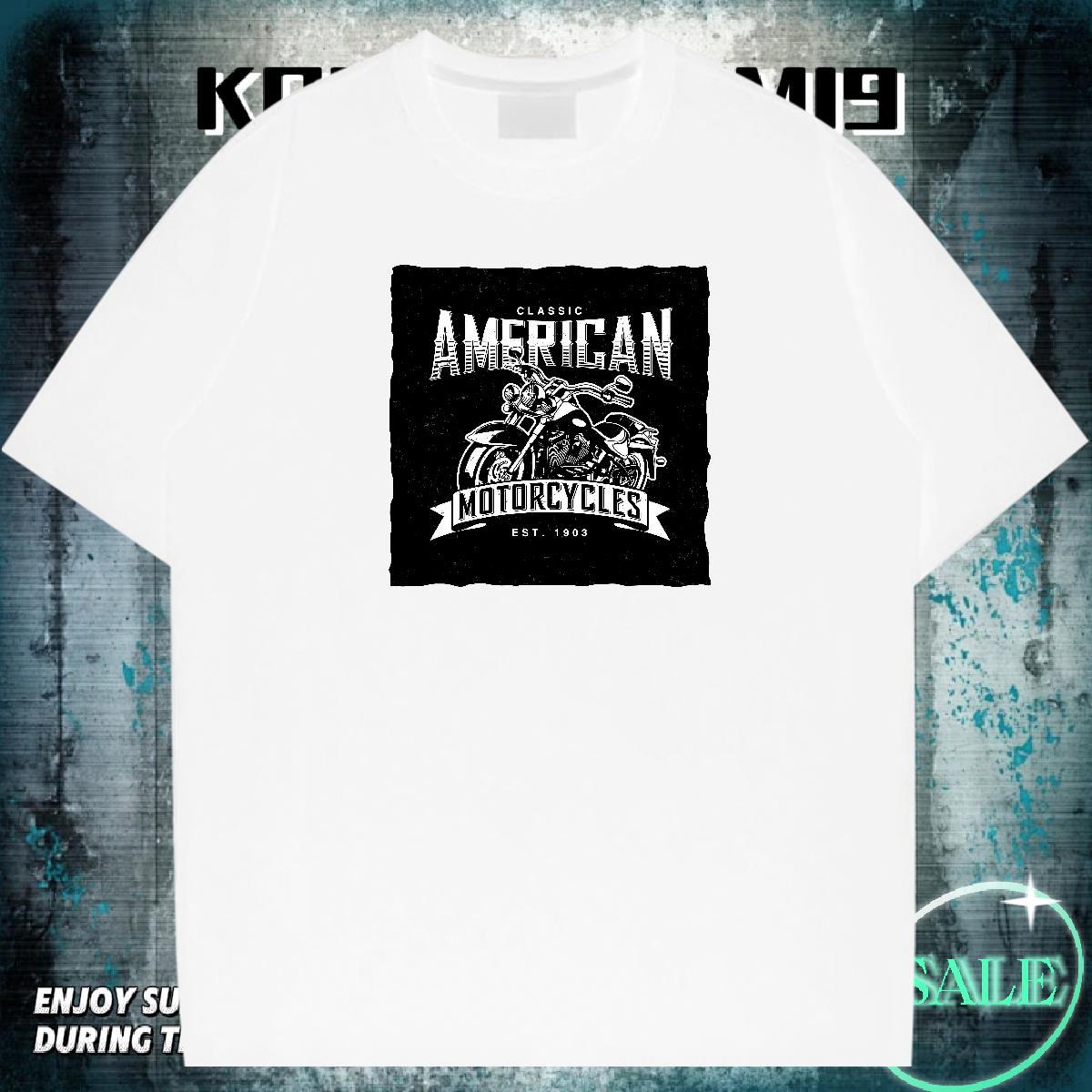 New Arrival T Shirt For Man Motorcycle Tee Shirt 230g 100% Cotton Outdoor Loose Plus Size Cartoon Short Sleeve O-Neck Men Tees