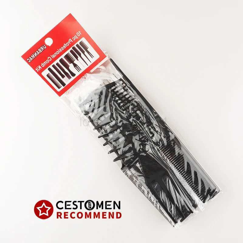 10pcs/lot Black Hair Comb Set Styling Hairdressing Comb In 10 Designs Barber Training Tail Comb Salon Studio HairCut Comb P10M240727