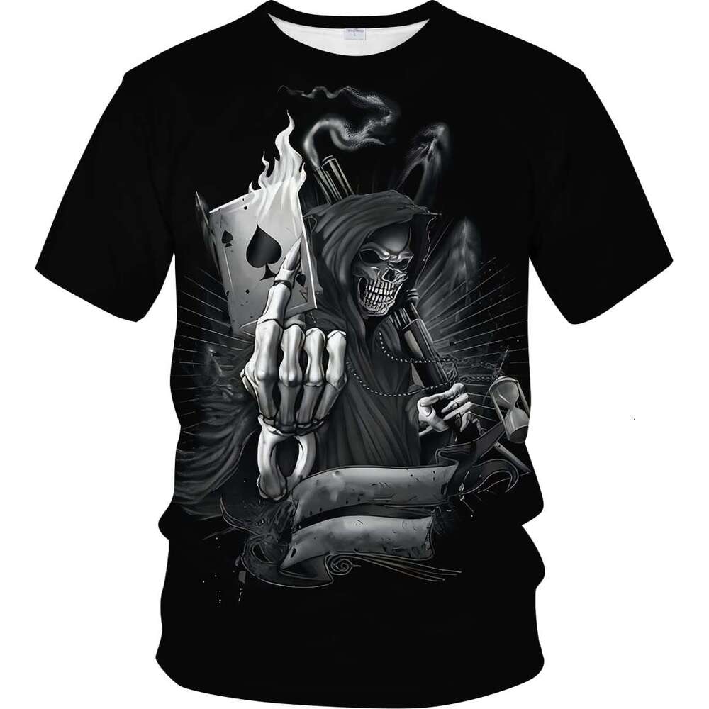 Halloween T Shirts Mens 3D Poker Skull Graphic Tees Short Sleeve T-Shirt Pattern Vintage Funny Casual Shirt tops Summer clothes tshirt 2025