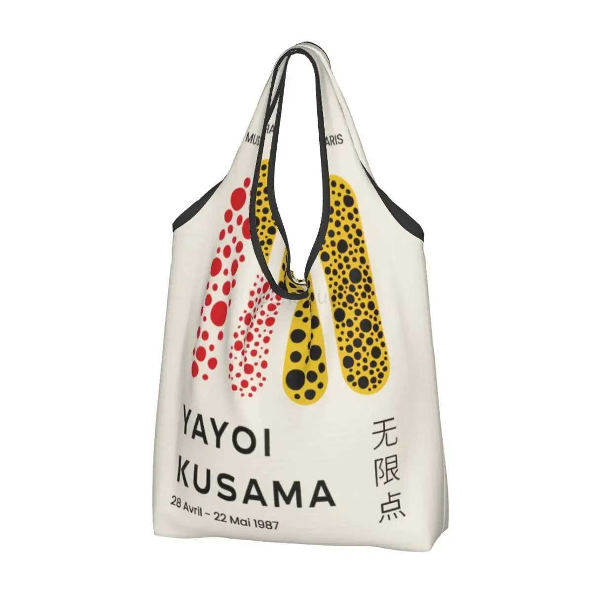 Yayoi Kusama Abstract Art Groceries Shopping Bag Custom Shopper Tote Shoulder Bag Big Capacity Portable HandbagXJ240727