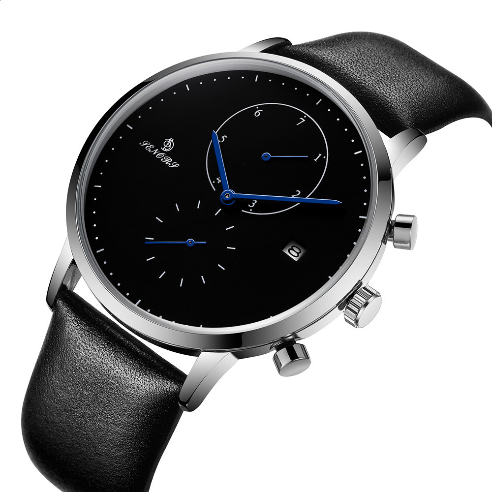 Live streaming premium quartz mens watches business watches genuine leather watches mens business watches mens business watches