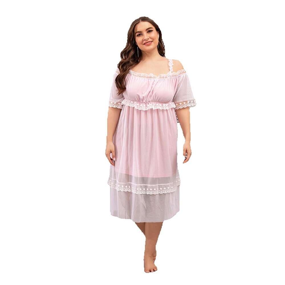 New Victoria style mesh lace home outfit size plus millimeter pink dress weighing 200 pounds