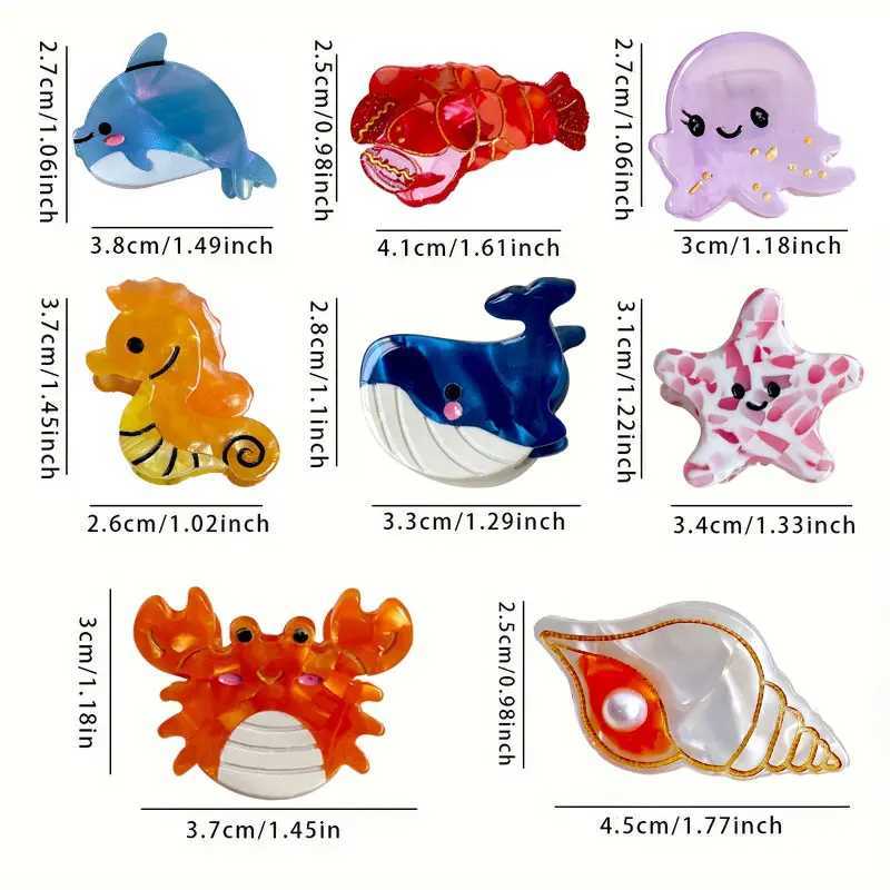 1pc Mini Hair Claw Clips Cute Ocean Animals Design Crab Whale Sea Shell Starfish Cute Sweet Hair Accessories For WomenL240727