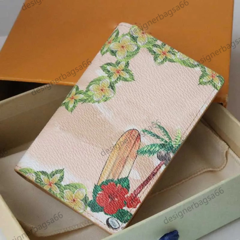 mens Women's designer wallet women luxury card holder top quality short wallet Colorful flower Surfin canvas Slender purse key pouch designer coin pouch