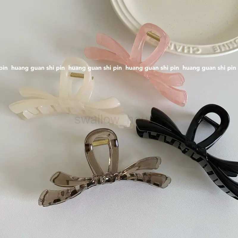 Sweet Jelly Color Large Irregular Ribbon Bow Hair Clip Claw French Style Shark Ponytail Clip Hairpin Hair Accessories HeadwearL240727