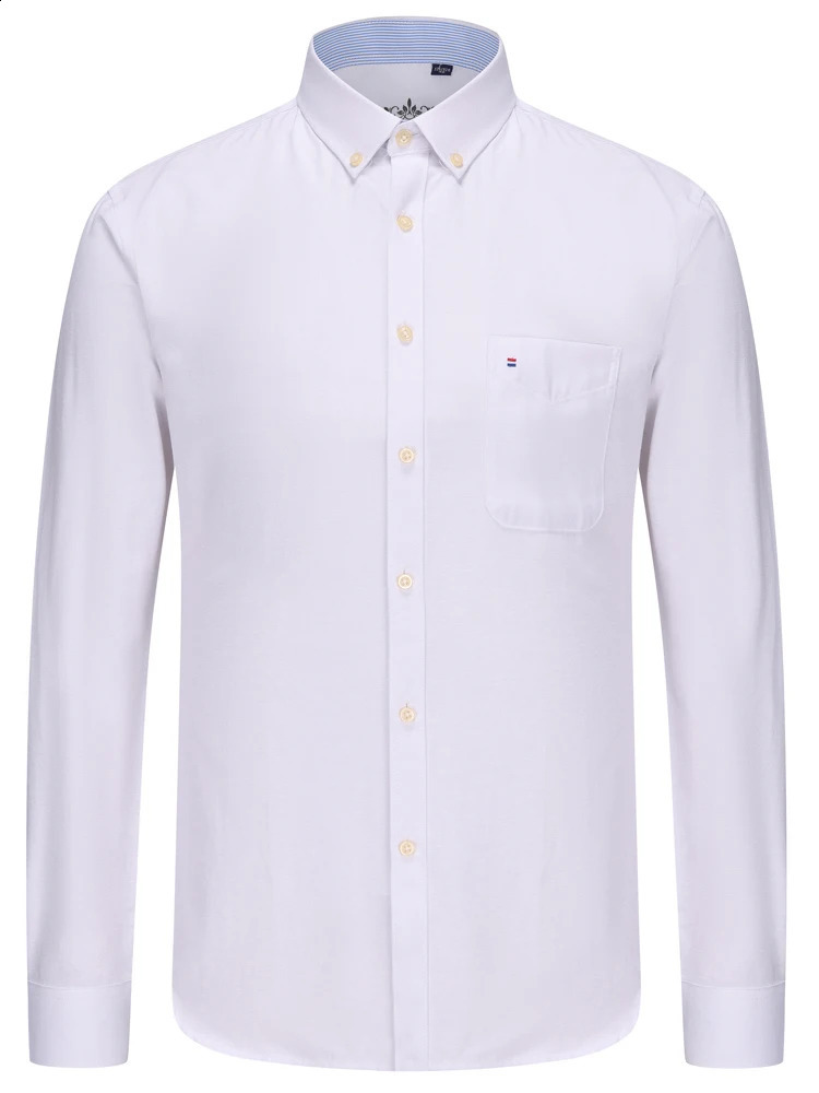 Mens Stylish Cotton Blend Solid Shirt Formal Breathable Lapel Regular-fit Button Up Long Sleeve Shirt For Business Activities 240822