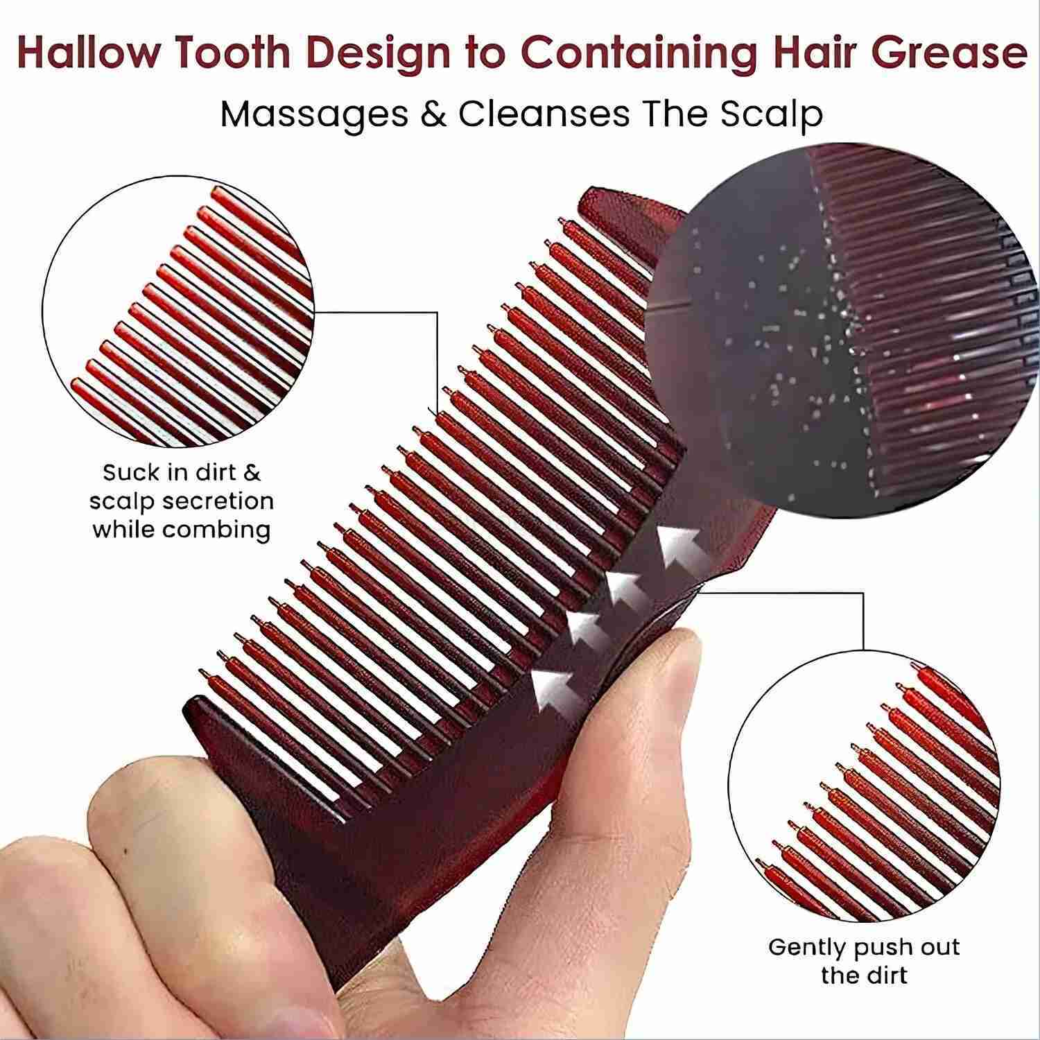 Dandruff Relief Comb Hollow Tooth Hairbrush Scalp Point Massage Dandruff Removal Reduce Ltching Scalp Care Comb for Women MenCL240727