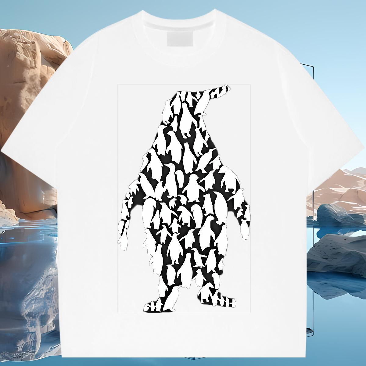 Fashion Designer 230g Cotton T shirt penguin Street Casual Men Tees Tops Tees Breathable Short Sleeve Popular Plus Size Cartoon