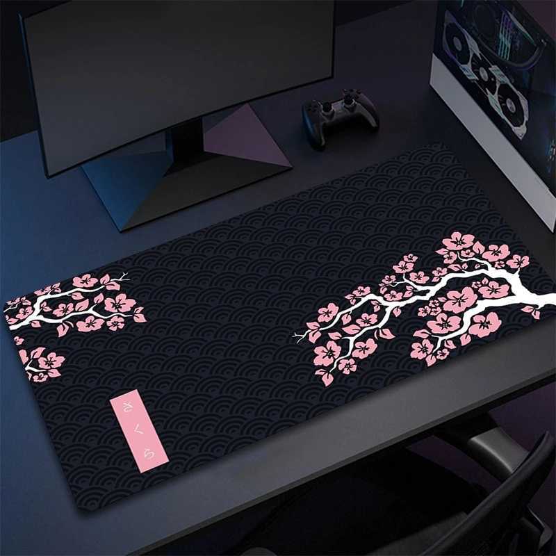 Large Gaming Mouse Pad XXL Sakura Desk Mat Computer Keyboard Mat Pink Cherry Blossom Mouse Mat Big Mousepad Gamer 300x800 CarpetM240727
