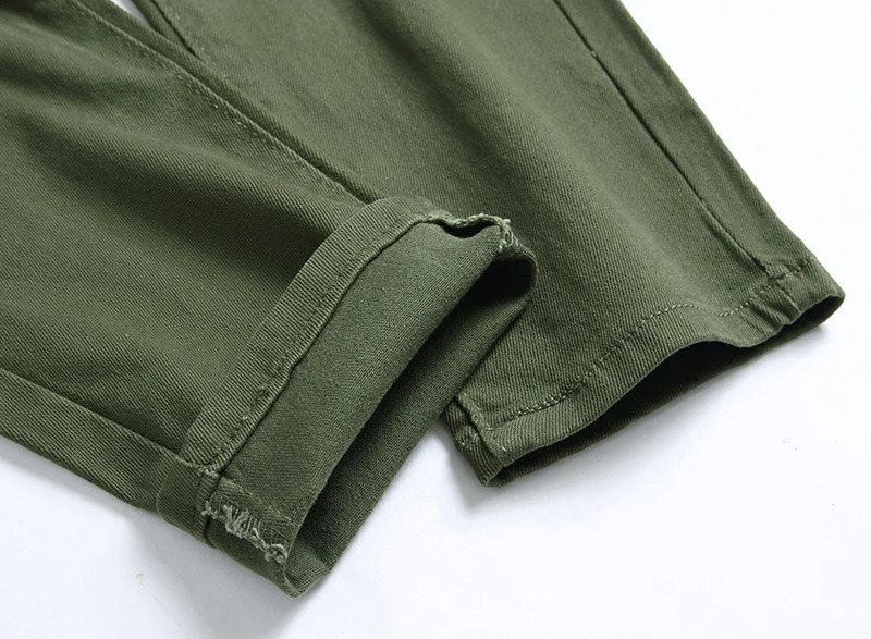 2024 Boys Destroyed Distressed Khaki Black Jean White Ripped Jeans Summer Mens Fashion Slim Skinny Stretch Denim Pants 240816