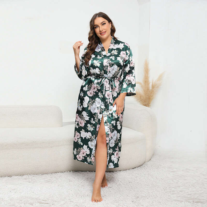 Hot selling oversized imitation silk pamas in the United States home clothing loose colored Ding bathrobes can be worn externally