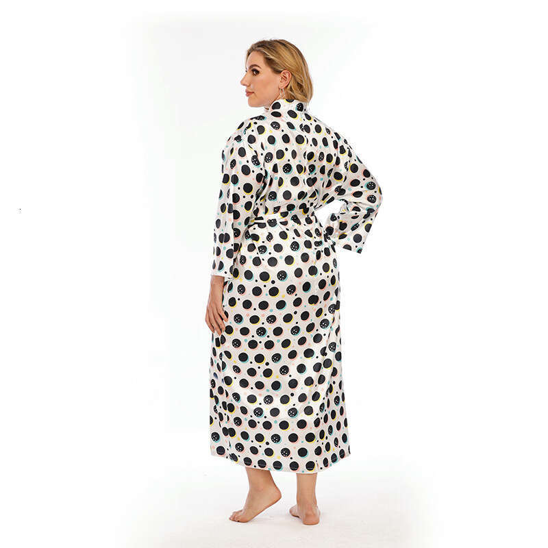Japanese style pama color living room imitation silk dots large size chubby mm womens home clothing can be worn externally