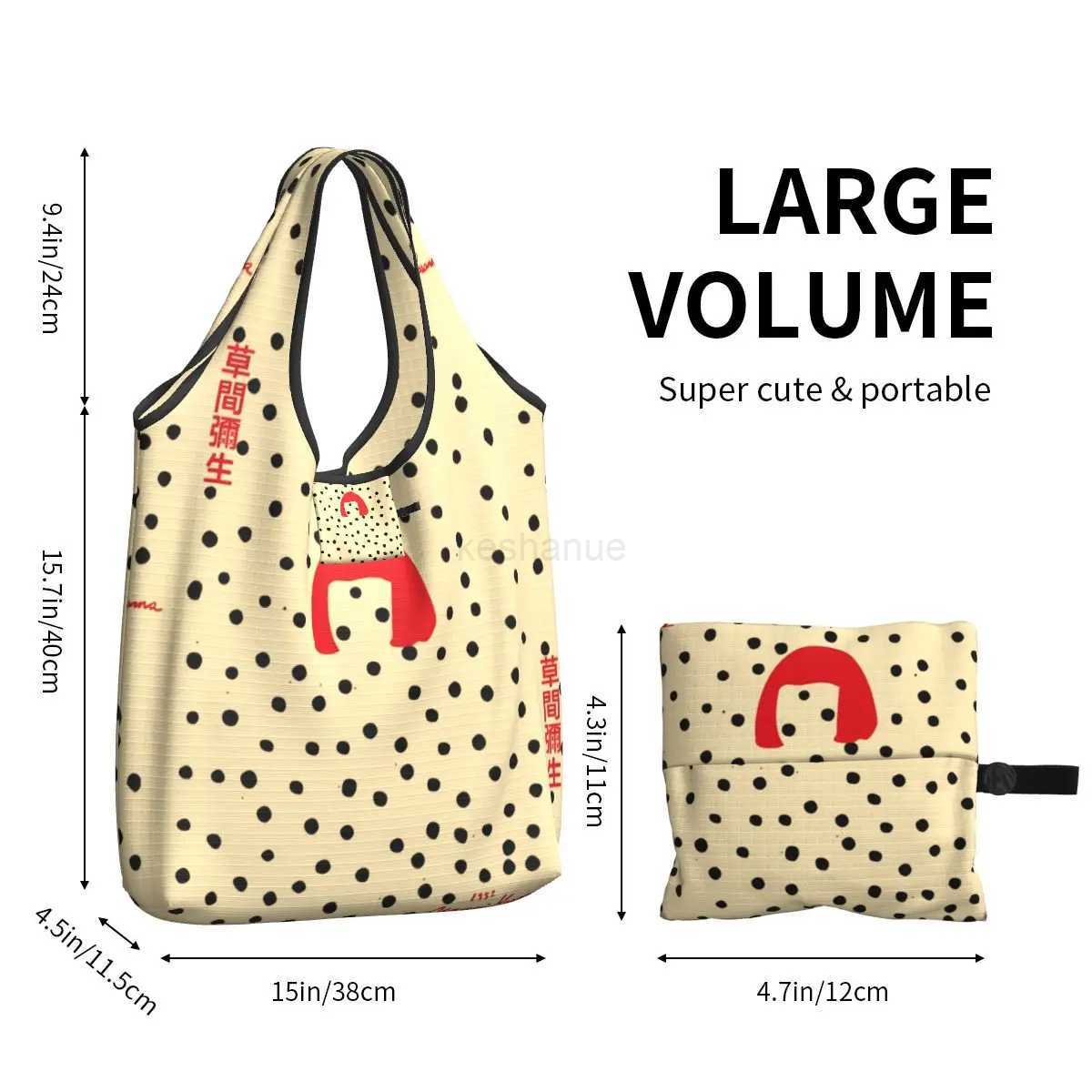 Custom Yayoi Kusama Grocery Shopping Bags Kawaii Shopper Shoulder Tote Bag Big Capacity Portable Abstract Painting HandbagXJ240727