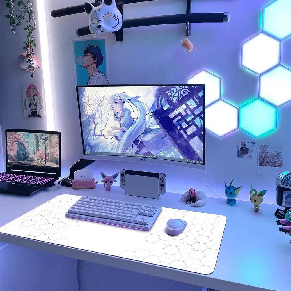 Desk Mat White Mouse Mats Xxxl Mousepad Large Office Gaming Mouse Pad 80x30 Mousepepad Accessory Pc Gamer 120x60 Rubber MatM240727