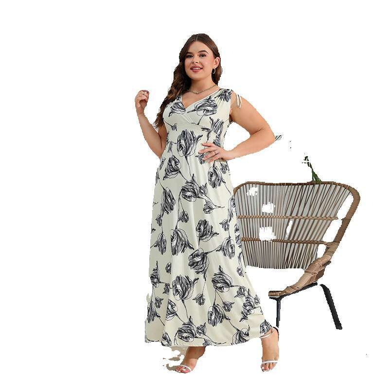 Hot Selling 2024 New Elegant and Stylish Oversized Dress in the United States Sleeveless Chubby Mm Long Dress Weighing 200 Pounds Can Be Worn Lace Dre