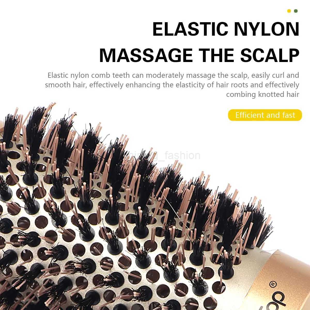 New Handle Round Rolling Brush Straight Twill Hair Comb Boar Bristle Round Barrel Hair Curling Brush Hairdressing Styling ToolCL240727