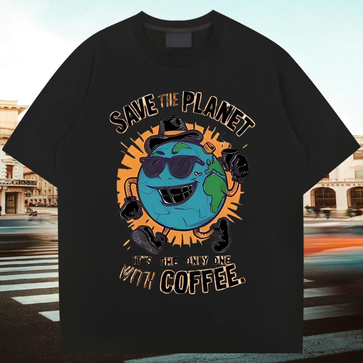 New Designer T shirt the earth Wear 230g Cotton Anime Printing Street Cool Design Skull O Neck Short Sleeves Men Tops Tees