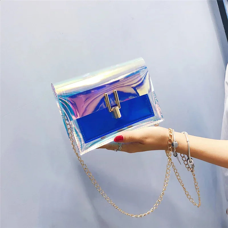 Crossbody Bags for Women 2024 Laser Transparent Bags Fashion Women Korean Style Shoulder Bag Messenger PVC Waterproof Beach Bag 240909ZY