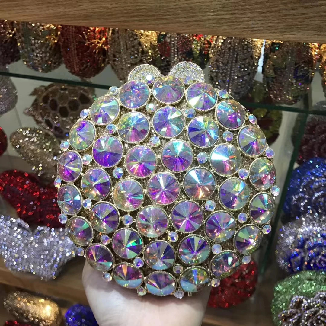 Women Light PurpleBlackGreenPink Color Big Stones Evening Clutch Bags Bridal Rhinestone Purse Party Handbags Minaudiere Bag 240727