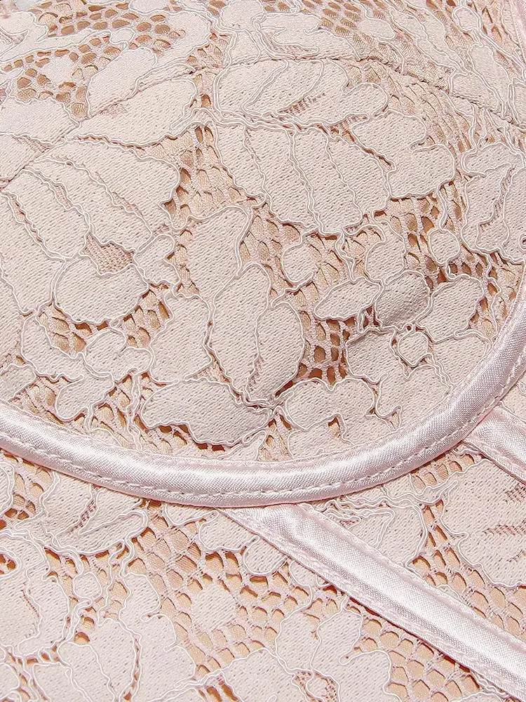 Summer Chic And Elegant Crochet Lace Pink Tops Women Sexy Chest Padded Camis Vest Streetwear Clothes Cute Crop Corset Top 240726