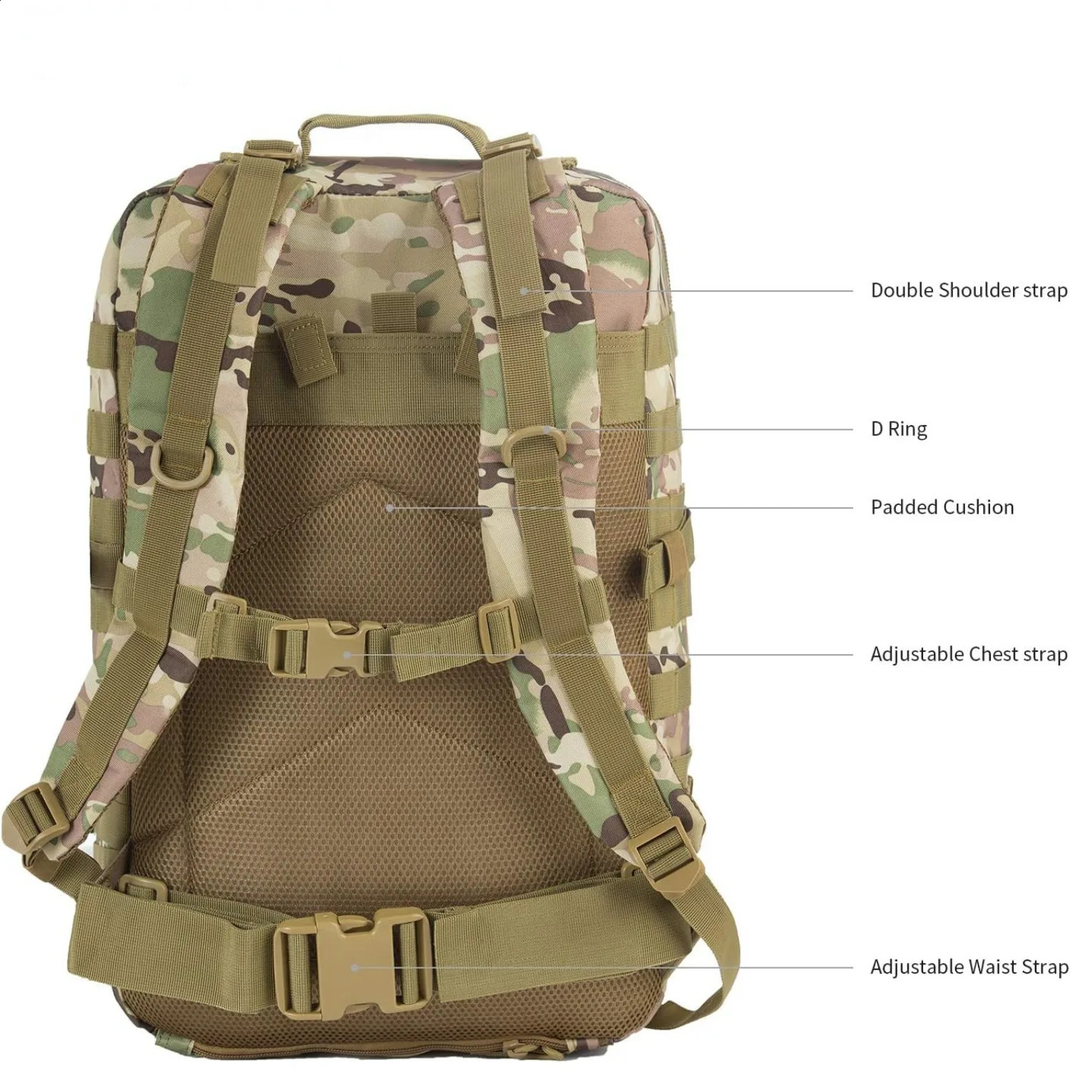 Outdoor hiking bag camouflage tactical horseback riding backpack equipment camping womens 240726
