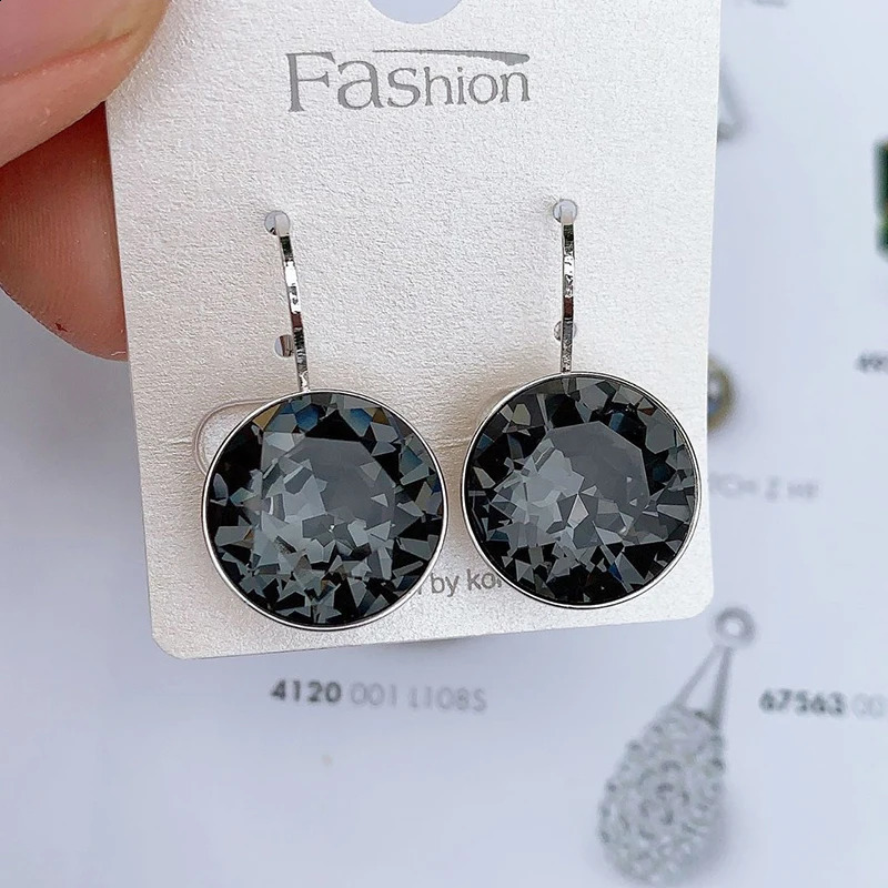 IDESTINY 11.11 White Bella Crystal Dangle Earrings For Women Crystal From Austria Fashion Round Earrings Wedding Bijoux Gift 240718