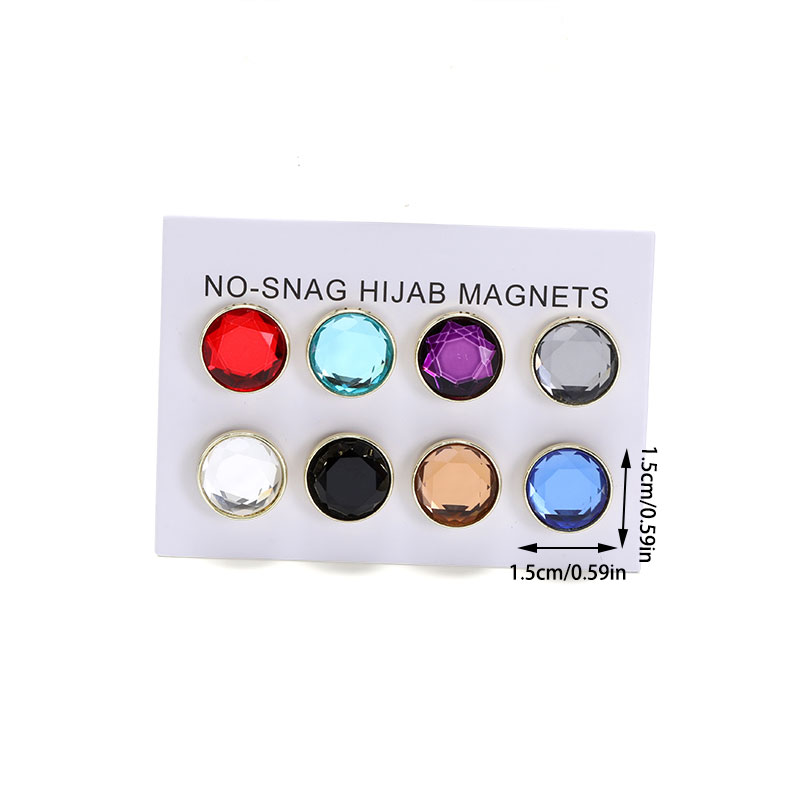 Headscarf fixed glass circular magnetic buckle scarf buckle collar clip magnetic suction buckle brooch scarf shawl 1 piece/8 pairs