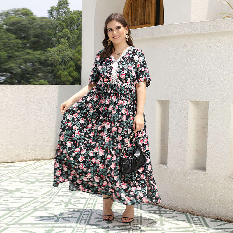 Bohemian Oversized Dress From the United States Hainan Sanya Holiday Chubby Mm Beach Skirt Fishtail Dress Sexy Bifurcated Denim Dress Round Neck Dress