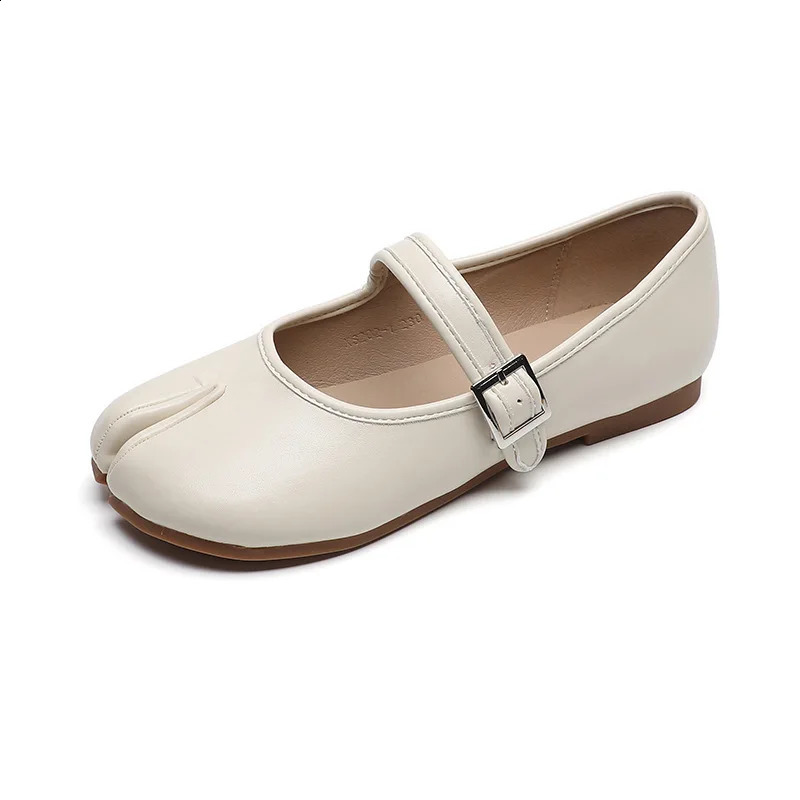 Women's Leather Split Toe Tabi Flats: Mary Jane Ninja Flats, Ankle Strap, Plus Size