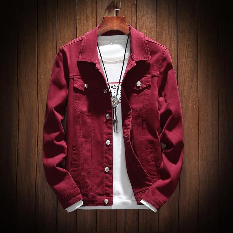 Denim jacket mens spring and autumn cotton student long sleeved jeans casual fashion street wear solid color 240921