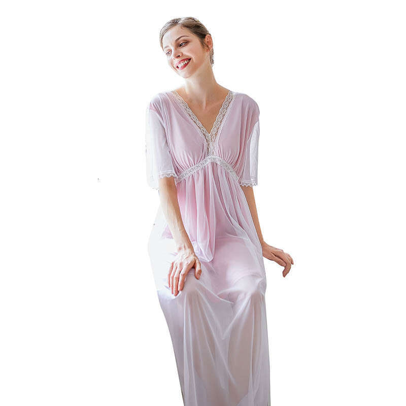 American Victorian style oversized home clothing chubby mm mesh lace dress pajama dress