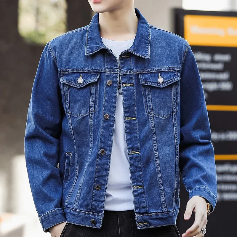 Mens denim jacket spring and summer casual work mens clothing w240824